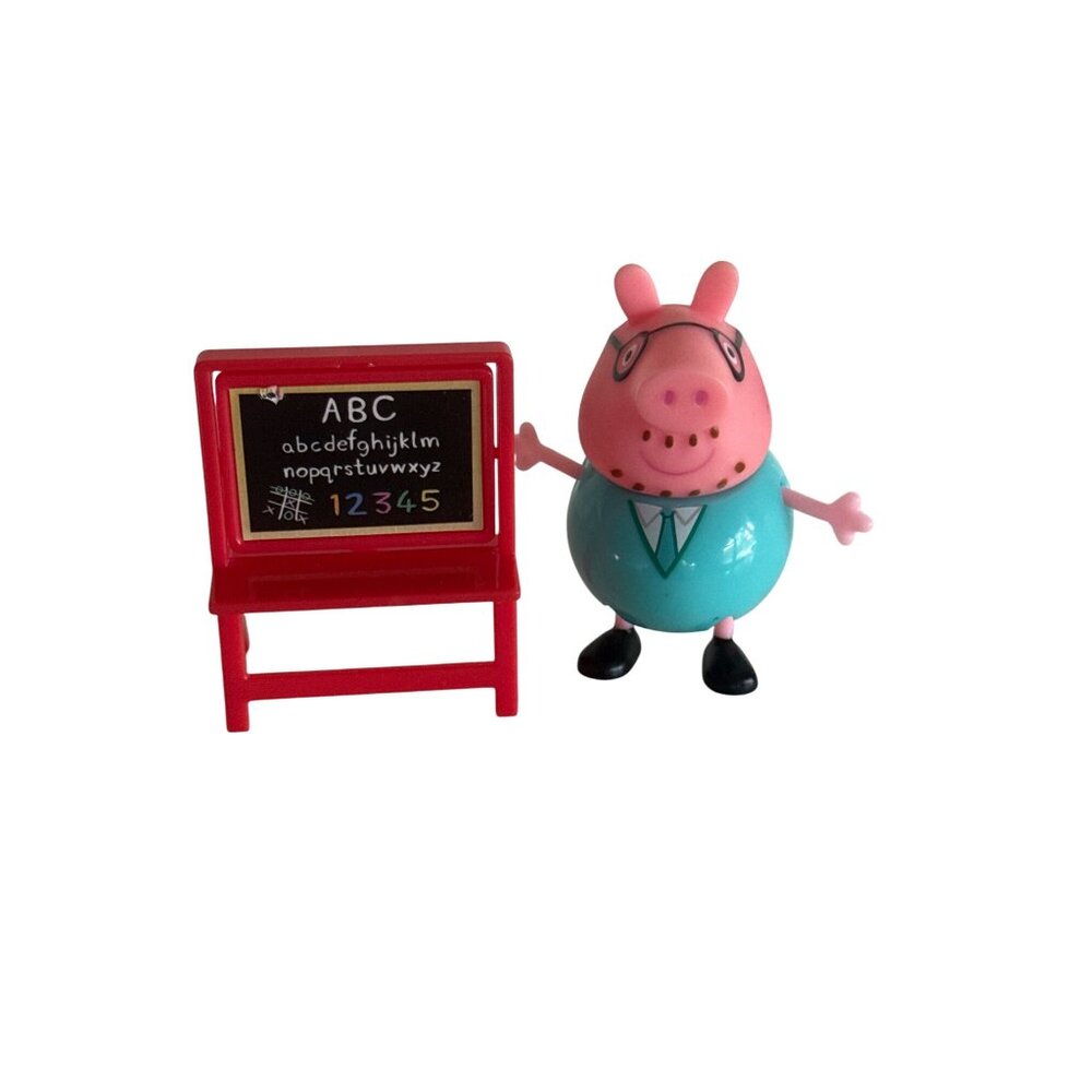 Peppa Pig Daddy Pig Figurine With School Teacher Blackboard
